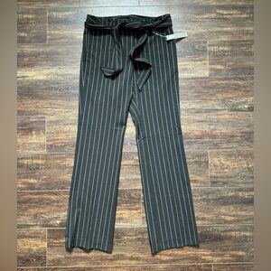 LOFT Black Pinstripe Straight-Leg Pants